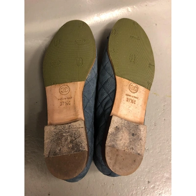 Pre-owned Chanel Anthracite Suede Ballet Flats