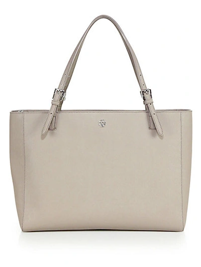 Shop Tory Burch York Buckle Tote In French Grey