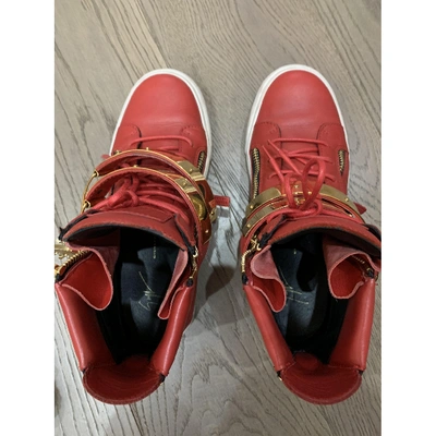 Pre-owned Giuseppe Zanotti Donna Leather Trainers In Red