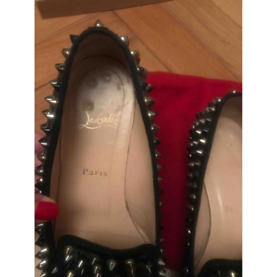 Pre-owned Christian Louboutin Black Leather Flats