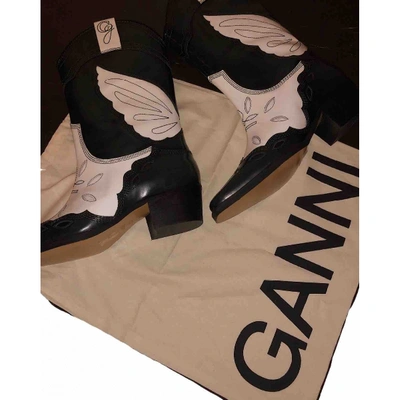 Pre-owned Ganni Black Leather Boots