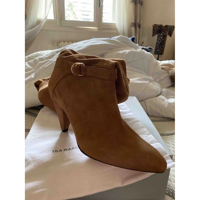 Pre-owned Tila March Ankle Boots In Camel