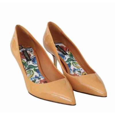 Pre-owned Dolce & Gabbana Orange Patent Leather Heels