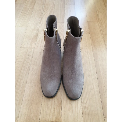 Pre-owned Alexander Mcqueen Leather Ankle Boots In Grey