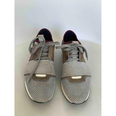 Pre-owned Balenciaga Race Grey Leather Trainers