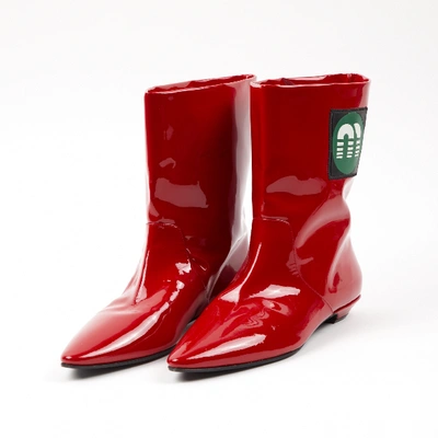Pre-owned Miu Miu Red Patent Leather Boots