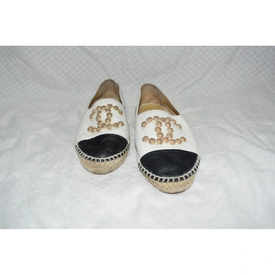 Pre-owned Chanel White Leather Espadrilles