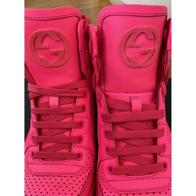 Pre-owned Gucci Dapper Dan Pink Leather Trainers