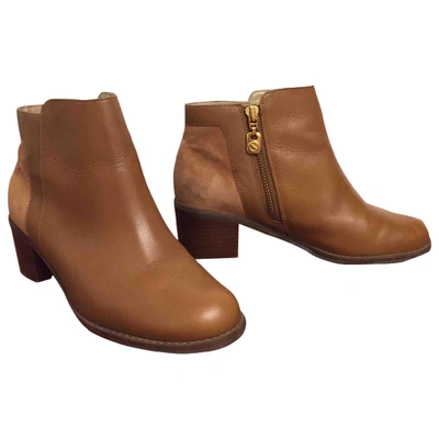 Pre-owned Kat Maconie Leather Western Boots In Camel