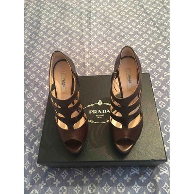 Pre-owned Prada Leather Sandals In Brown