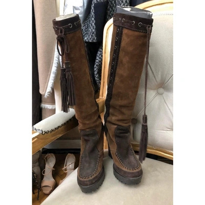 Pre-owned Saint Laurent Boots In Brown