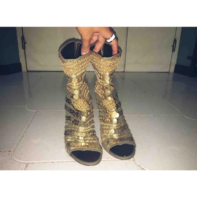 Pre-owned Giuseppe Zanotti Gold Cloth Ankle Boots