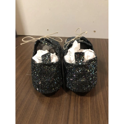 Pre-owned Anniel Glitter Flats In Navy