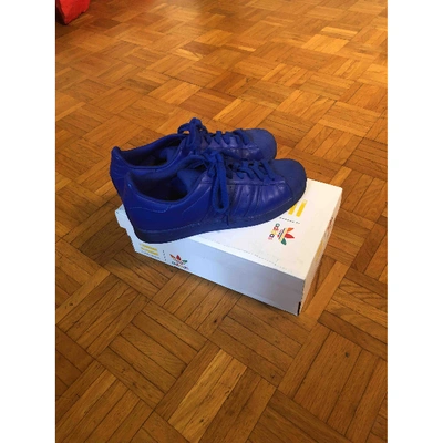 Pre-owned Adidas X Pharrell Williams Blue Leather Trainers