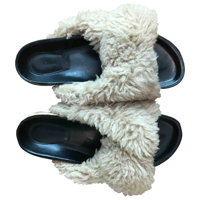 Pre-owned Chloé Beige Mongolian Lamb Sandals