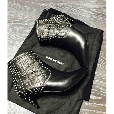 Pre-owned Saint Laurent Leather Ankle Boots In Black