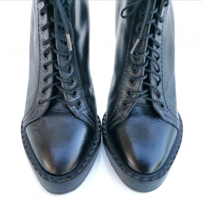 Pre-owned Kenzo Leather Lace Up Boots In Black