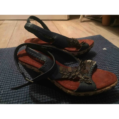 Pre-owned Sam Edelman Blue Leather Sandals