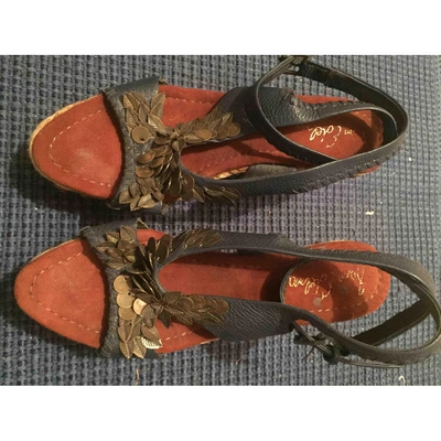 Pre-owned Sam Edelman Blue Leather Sandals