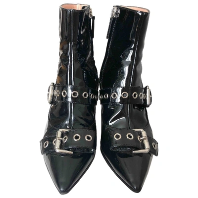 Pre-owned Moschino Black Patent Leather Ankle Boots