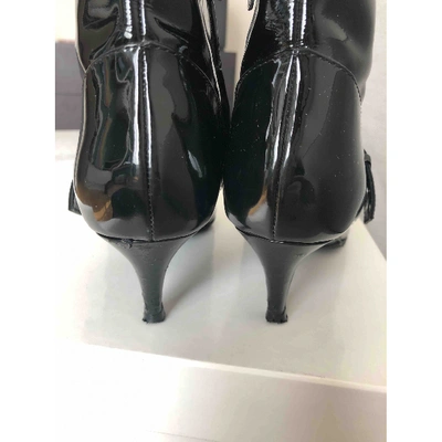 Pre-owned Moschino Black Patent Leather Ankle Boots