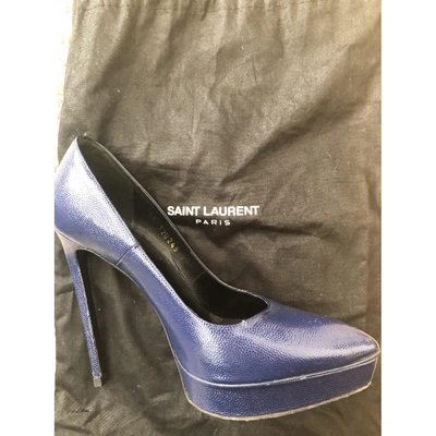 Pre-owned Saint Laurent Janis Leather Heels In Navy
