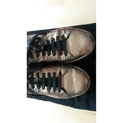 Pre-owned Jil Sander Leather Trainers In Gold