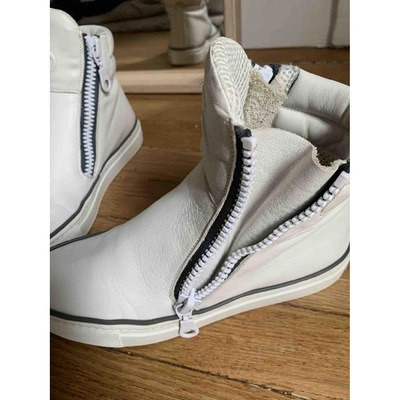 Pre-owned Sartore Leather Trainers In White