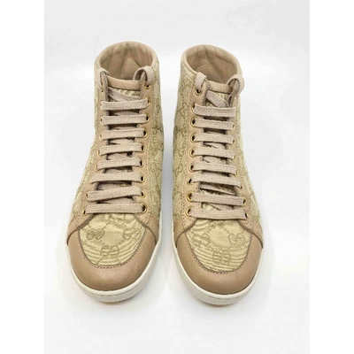 Pre-owned Gucci Dapper Dan Beige Cloth Trainers