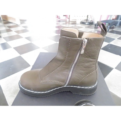 Pre-owned Jil Sander Khaki Leather Ankle Boots