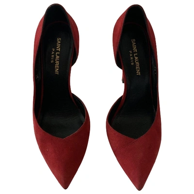 Pre-owned Saint Laurent D'orsay Red Suede Heels