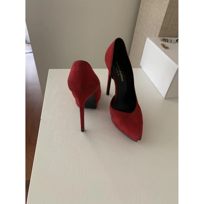 Pre-owned Saint Laurent D'orsay Red Suede Heels