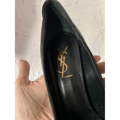 Pre-owned Saint Laurent Trib Too Leather Heels In Black