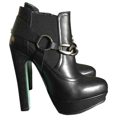 Pre-owned Topshop Tophop  Black Leather Ankle Boots