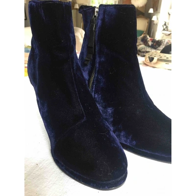 Pre-owned Opening Ceremony Velvet Ankle Boots In Blue