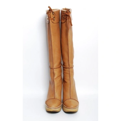 Pre-owned Saint Laurent Leather Boots In Camel