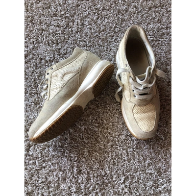 Pre-owned Hogan Leather Trainers In Beige