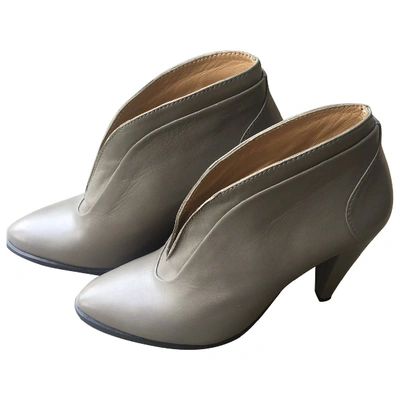 Pre-owned By Malene Birger Leather Ankle Boots In Grey