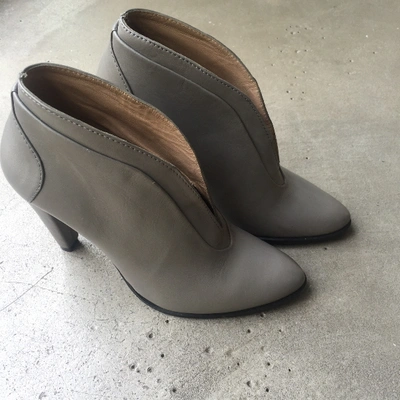 Pre-owned By Malene Birger Leather Ankle Boots In Grey