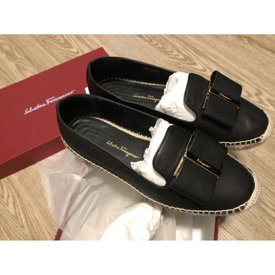 Pre-owned Ferragamo Black Leather Espadrilles