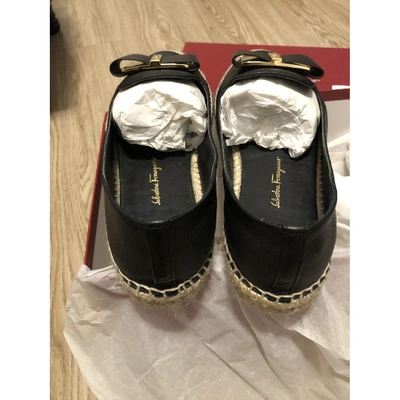 Pre-owned Ferragamo Black Leather Espadrilles