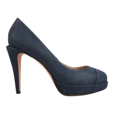 Pre-owned Chanel Leather Heels In Navy