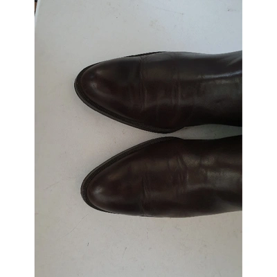 Pre-owned Fratelli Rossetti Leather Riding Boots In Brown