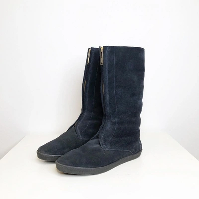 Pre-owned Burberry Navy Suede Boots