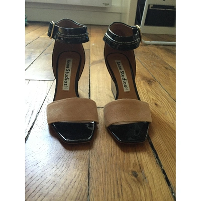 Pre-owned Acne Studios Patent Leather Sandals In Black