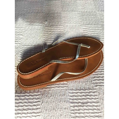 Pre-owned Lk Bennett Leather Flip Flops In Metallic