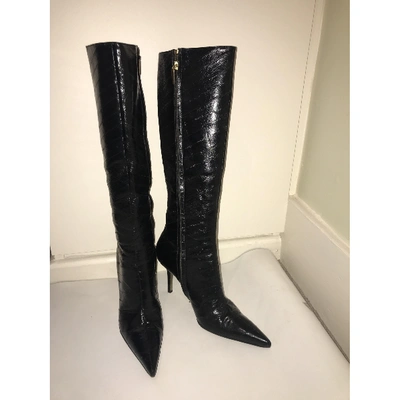 Pre-owned Dolce & Gabbana Patent Leather Boots In Black