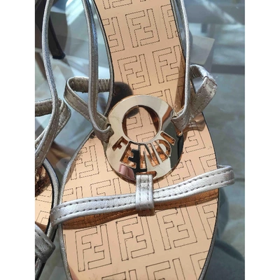 Pre-owned Fendi Leather Mules In Gold