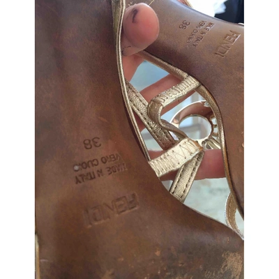 Pre-owned Fendi Leather Mules In Gold