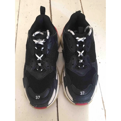 Pre-owned Balenciaga Triple S Black Cloth Trainers